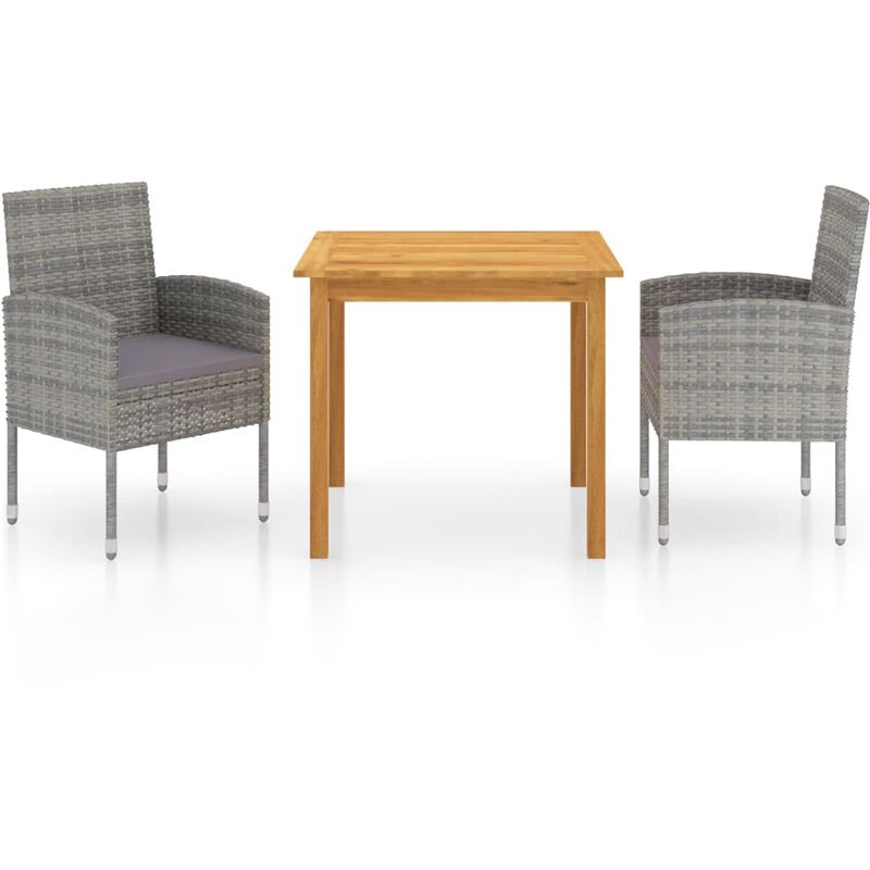 

Juego de comedor para jardín 3 piezas gris