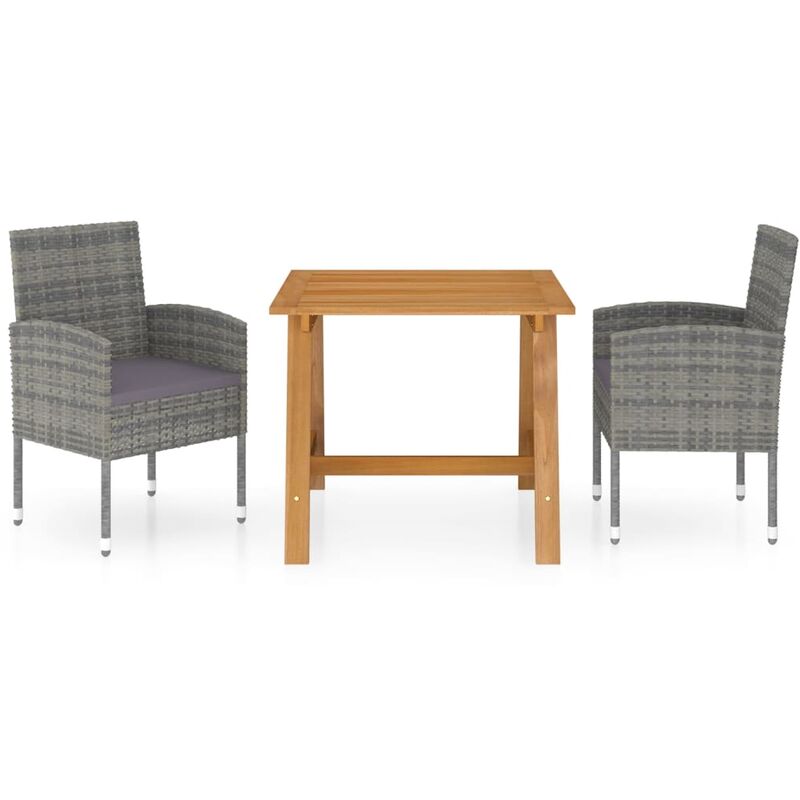 

Juego de comedor para jardín 3 piezas gris