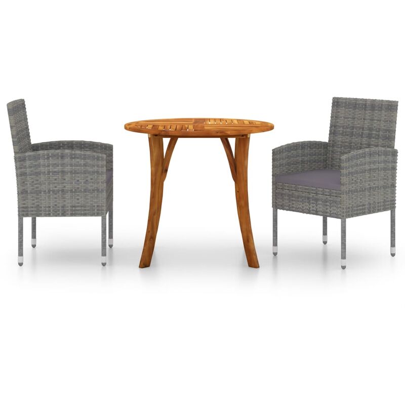 

BHD - Juego de comedor para jardín 3 piezas gris antracita