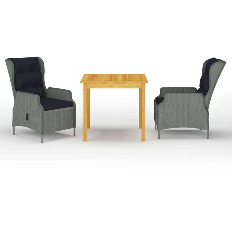 

Happyshopping - Juego de comedor para jardin 3 piezas gris claro