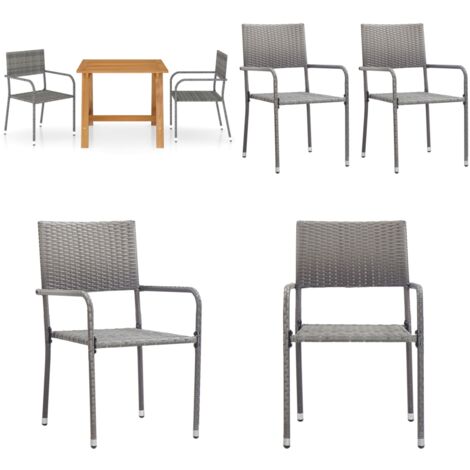 Juego de comedor para jardín 3 piezas gris - Mesa de jardín - Sillas de jardín