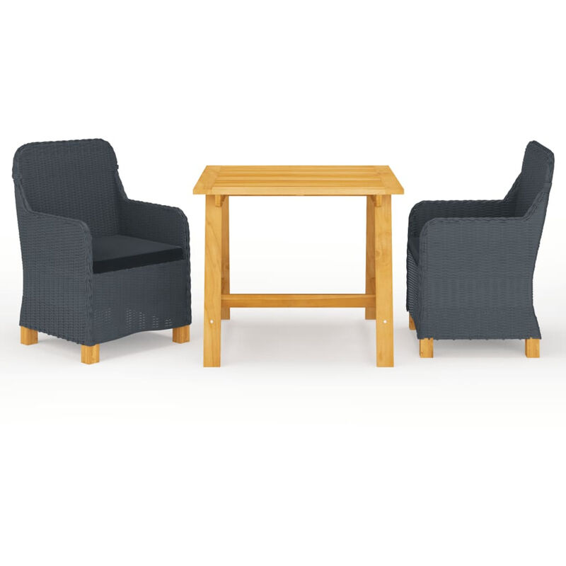

Juego de comedor para jardin 3 piezas gris oscuro