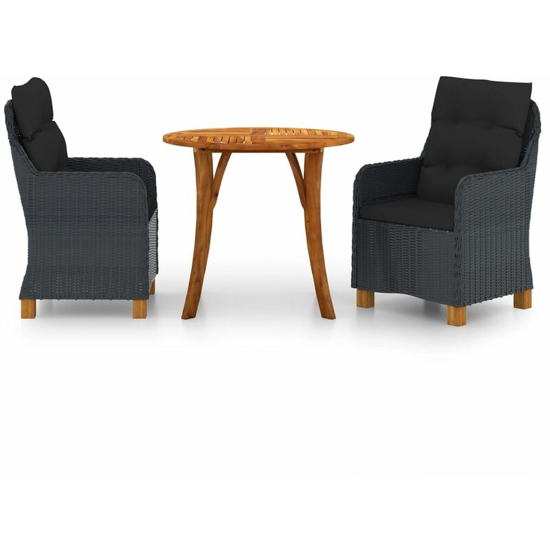 

BHD - Juego de comedor para jardín 3 piezas gris oscuro