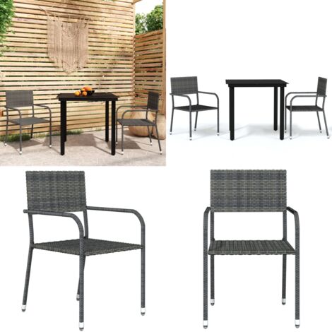 Juego de comedor para jardín 3 piezas gris - Sillas de jardín - Mesa de jardín