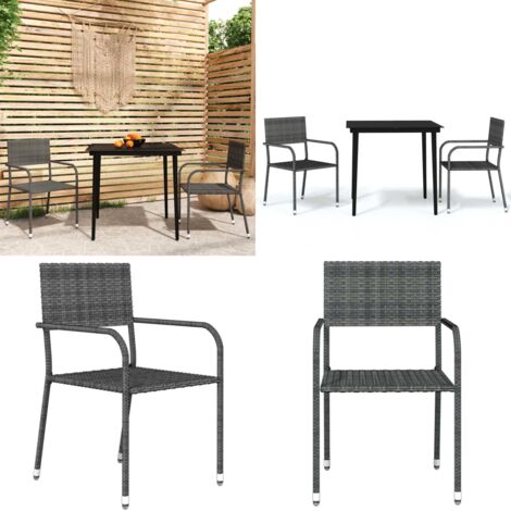 Juego de comedor para jardín 3 piezas gris - Sillas de jardín - Mesa de jardín