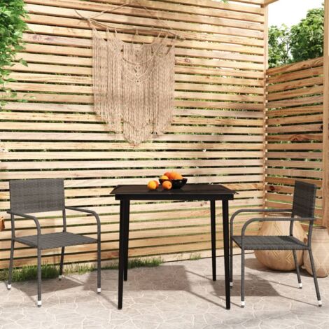 Juego de comedor para jardín 3 piezas gris vidaXL