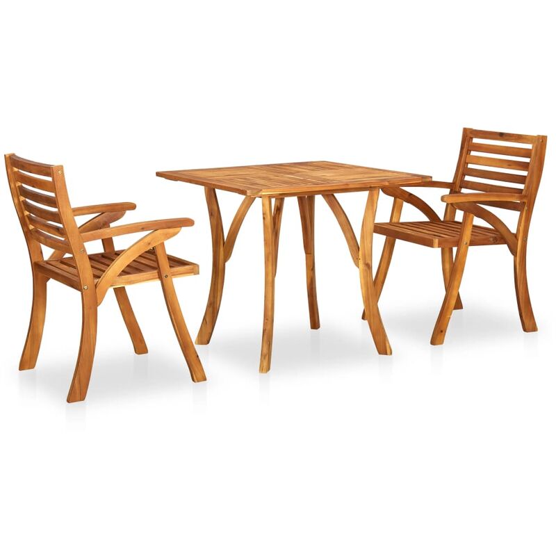 

BHD - Juego de comedor para jardín 3 piezas madera maciza de acacia