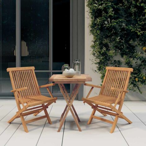 Juego de comedor para jardín 3 piezas madera maciza de teca