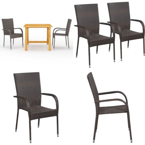 Juego de comedor para jardín 3 piezas marrón - Mesa de jardín - Sillas de jardín