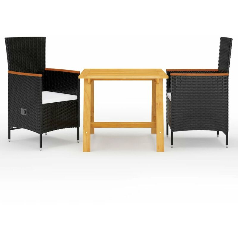 

Juego de comedor para jardin 3 piezas negro