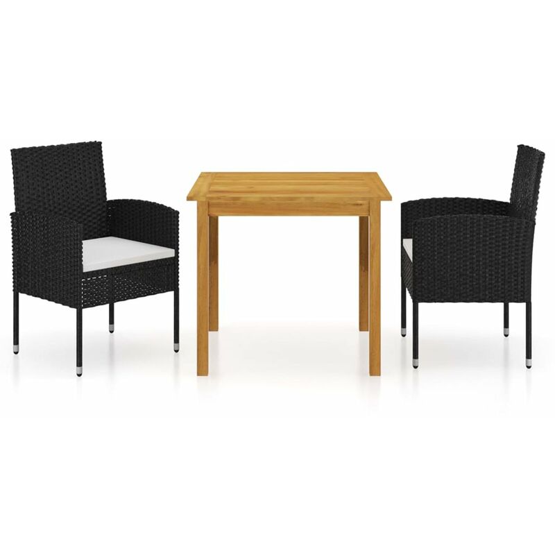 

Juego de comedor para jardin 3 piezas negro