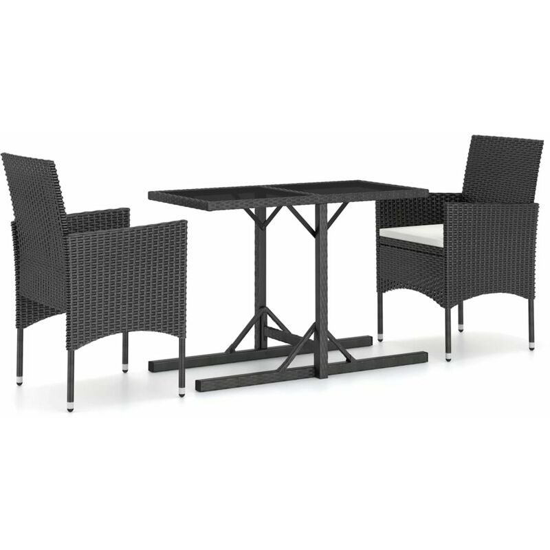 

Juego de comedor para jardin 3 piezas negro