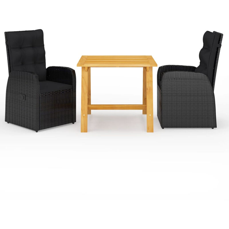 

Happyshopping - Juego de comedor para jardin 3 piezas negro