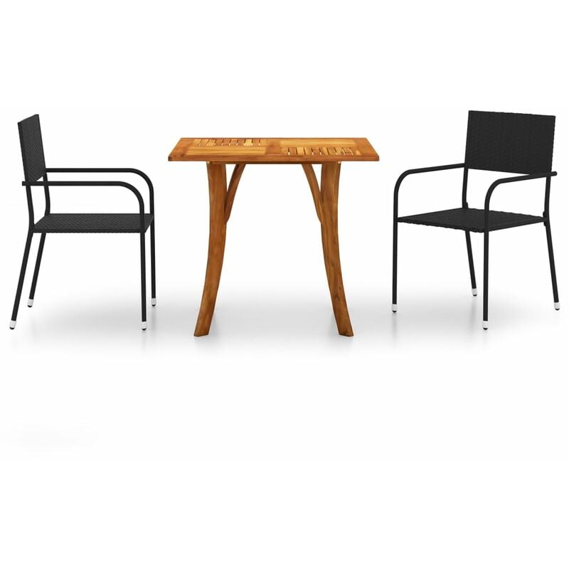 

BHD - Juego de comedor para jardín 3 piezas negro