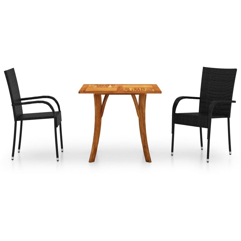 

Juego de comedor para jardín 3 piezas negro