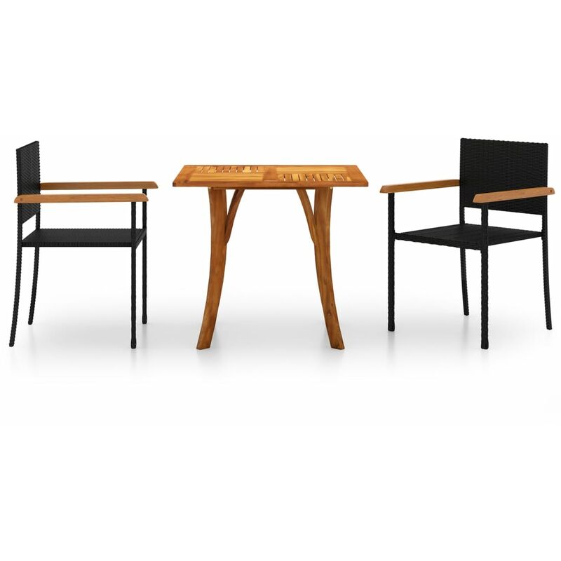 

BHD - Juego de comedor para jardín 3 piezas negro