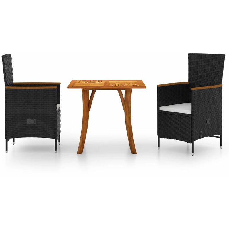 

BHD - Juego de comedor para jardín 3 piezas negro