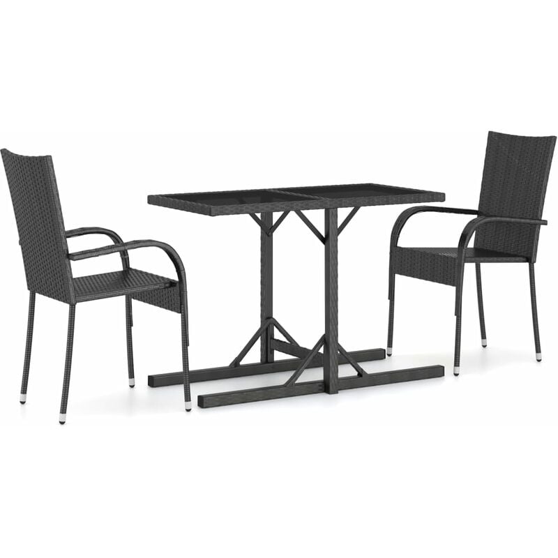 

Juego de comedor para jardín 3 piezas negro
