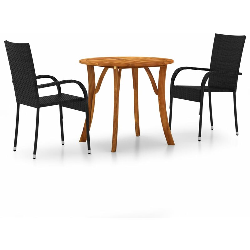 

Juego de comedor para jardín 3 piezas negro