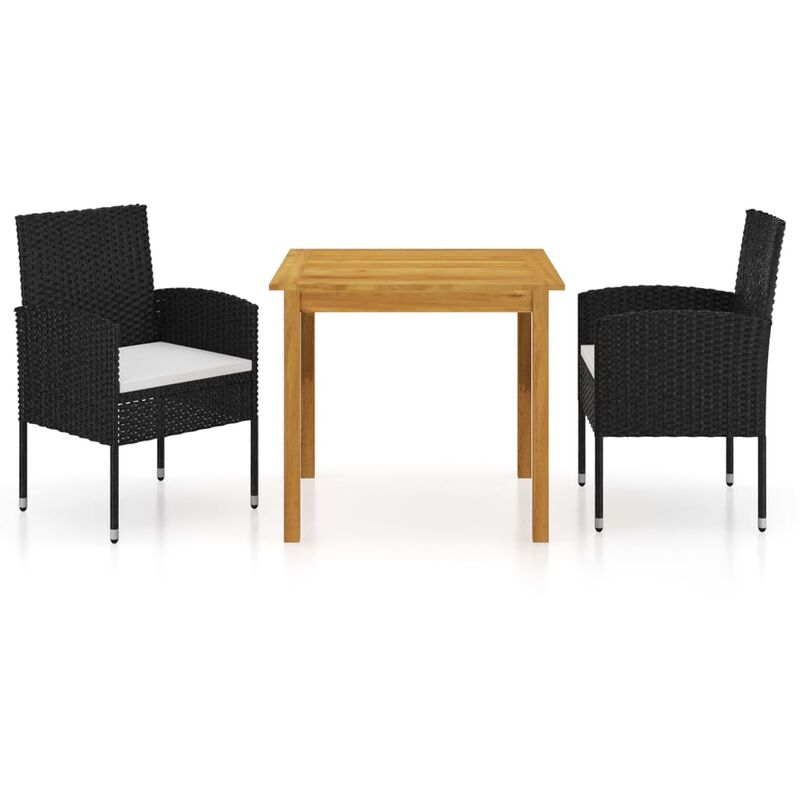 

Juego de comedor para jardín 3 piezas negro