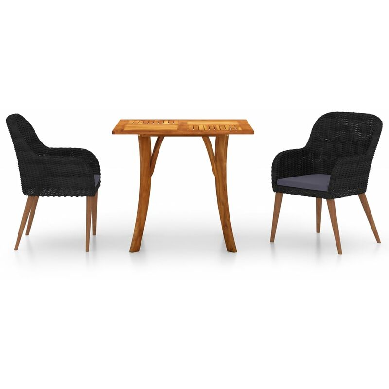 

Juego de comedor para jardín 3 piezas negro