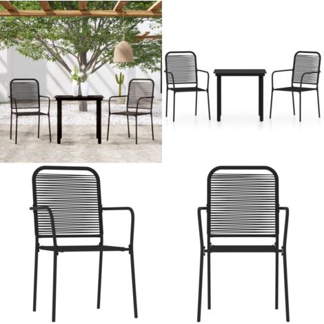 Juego de comedor para jardín 3 piezas negro - Comedor de jardín - Mesa de jardín