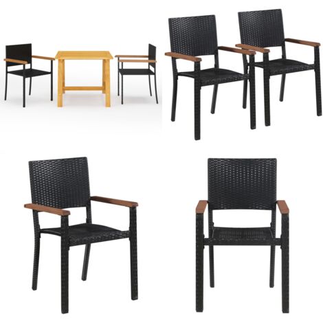 Juego de comedor para jardín 3 piezas negro - Mesa de jardín - Sillas de jardín