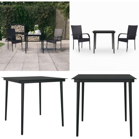 Juego de comedor para jardín 3 piezas negro - Mesa de jardín - Sillas de jardín