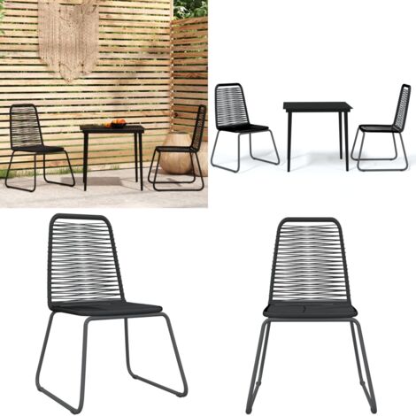 Juego de comedor para jardín 3 piezas negro - Mesa de jardín - Sillas de jardín