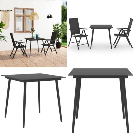 Juego de comedor para jardín 3 piezas negro - Mesa de jardín - Sillas de jardín