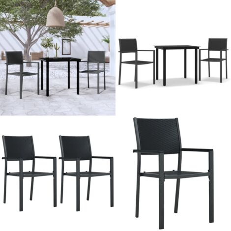 Juego de comedor para jardín 3 piezas negro - Mesa de jardín - Sillas de jardín