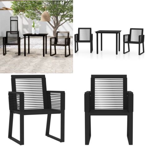 Juego de comedor para jardín 3 piezas negro - Mesa de jardín - Sillas de jardín