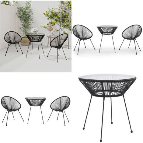 Juego de comedor para jardín 3 piezas negro - Mesa de jardín - Sillas de jardín