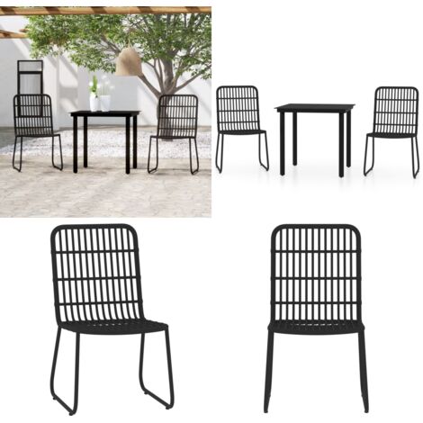 Juego de comedor para jardín 3 piezas negro - Mesa de jardín - Sillas de jardín