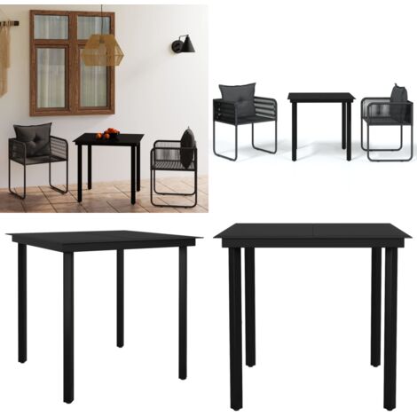 Juego de comedor para jardín 3 piezas negro - Mesa de jardín - Sillas de jardín