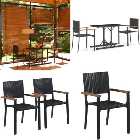 Juego de comedor para jardín 3 piezas negro - Mesa de jardín - Sillas de jardín