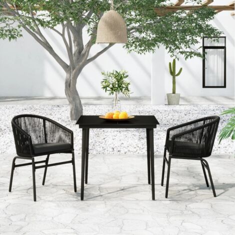 Juego de comedor para jardín 3 piezas negro vidaXL
