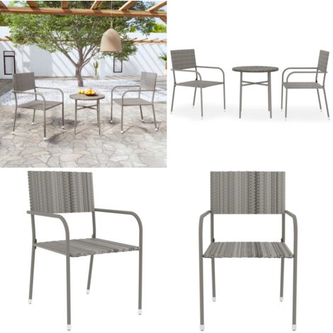 Juego de comedor para jardín 3 piezas ratán sintético gris - Comedor de jardín - Ratán sintético