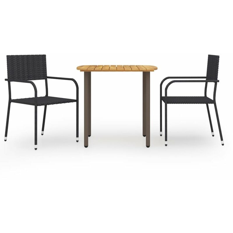 

Juego de comedor para jardin 3 piezas ratan sintetico negro
