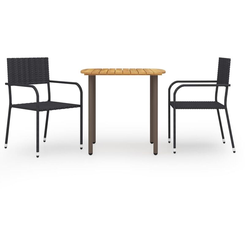 

BHD - Juego de comedor para jardín 3 piezas ratán sintético negro