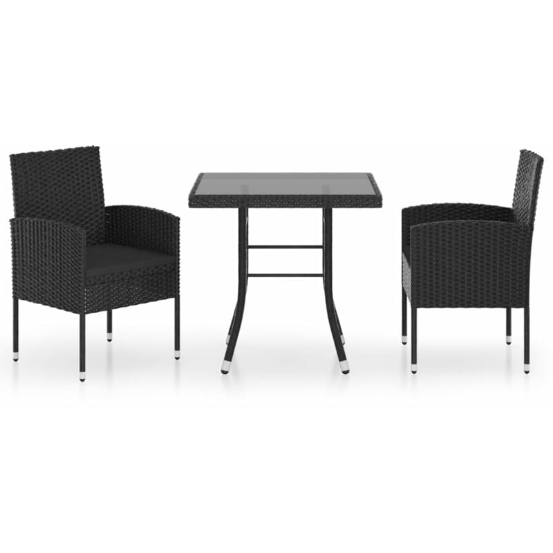 

BHD - Juego de comedor para jardín 3 piezas ratán sintético negro