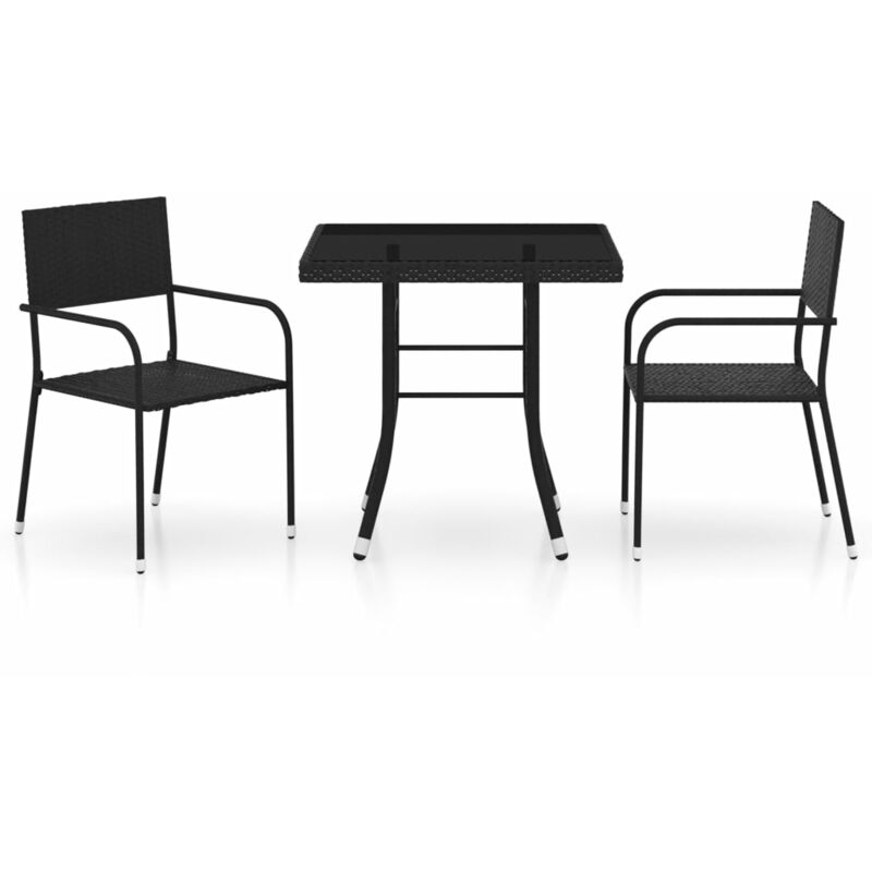 

Juego de comedor para jardín 3 piezas ratán sintético negro