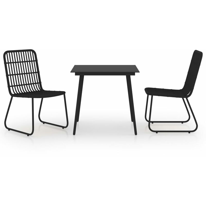 

BHD - Juego de comedor para jardín 3 piezas ratán sintético y vidrio
