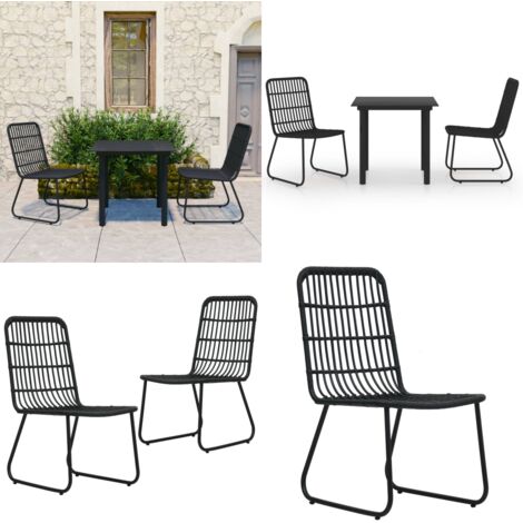 Juego de comedor para jardín 3 piezas ratán sintético y vidrio - Mesa de jardín - Sillas de jardín