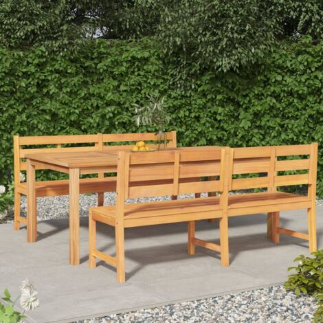 Juego de comedor para jardín 3 pzas madera maciza de teca