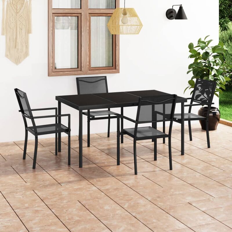 

BHD - Juego de comedor para jardín 5 piezas acero