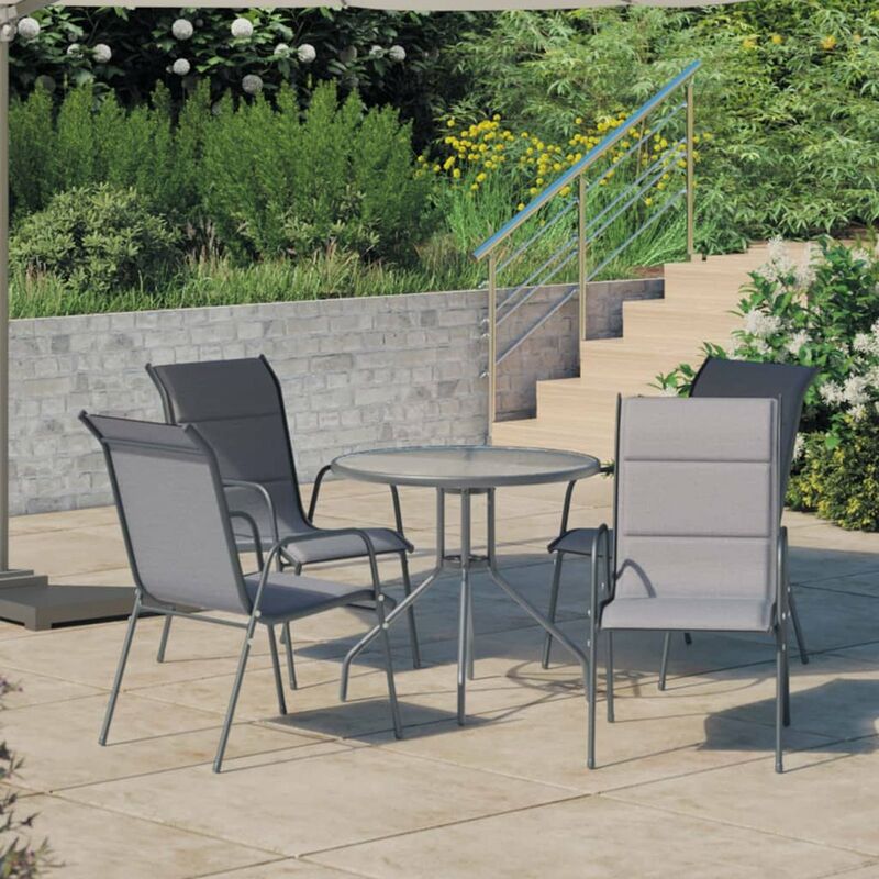 

Juego de comedor para jardin 5 piezas acero gris antracita