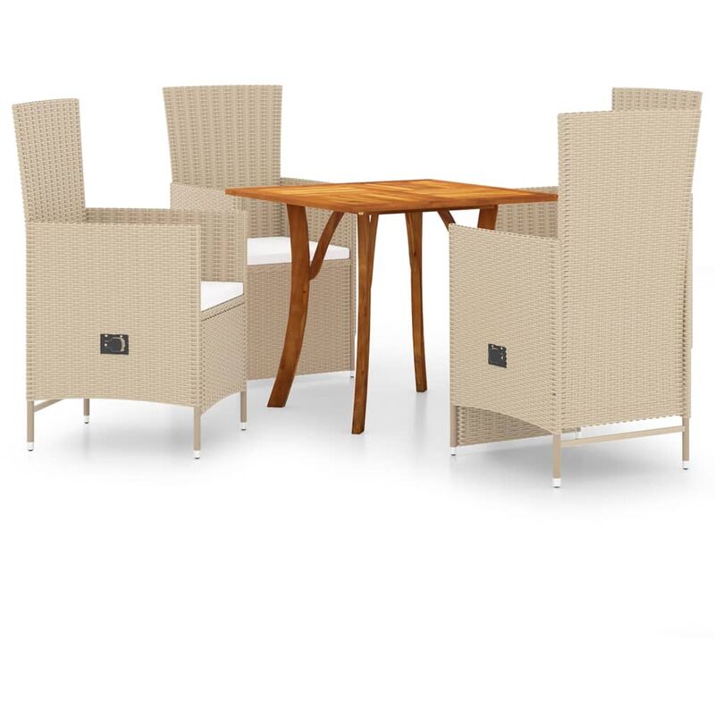 

BHD - Juego de comedor para jardín 5 piezas beige