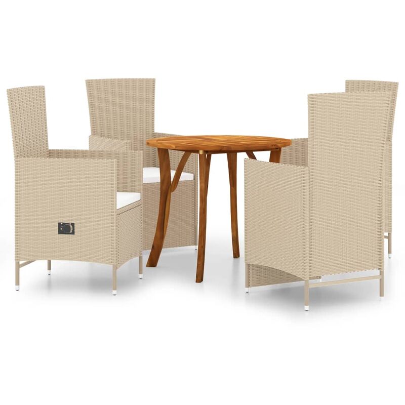 

BHD - Juego de comedor para jardín 5 piezas beige