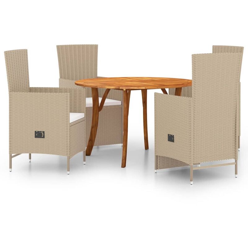 

BHD - Juego de comedor para jardín 5 piezas beige